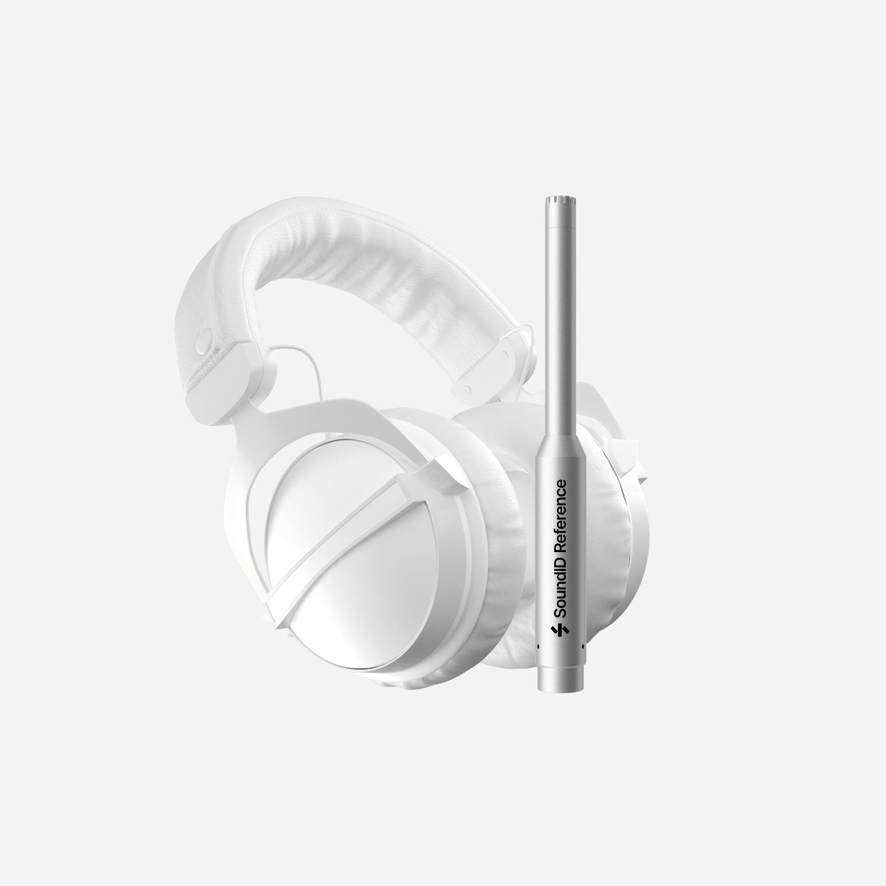 White headphones and SoundID Reference measurement microphone