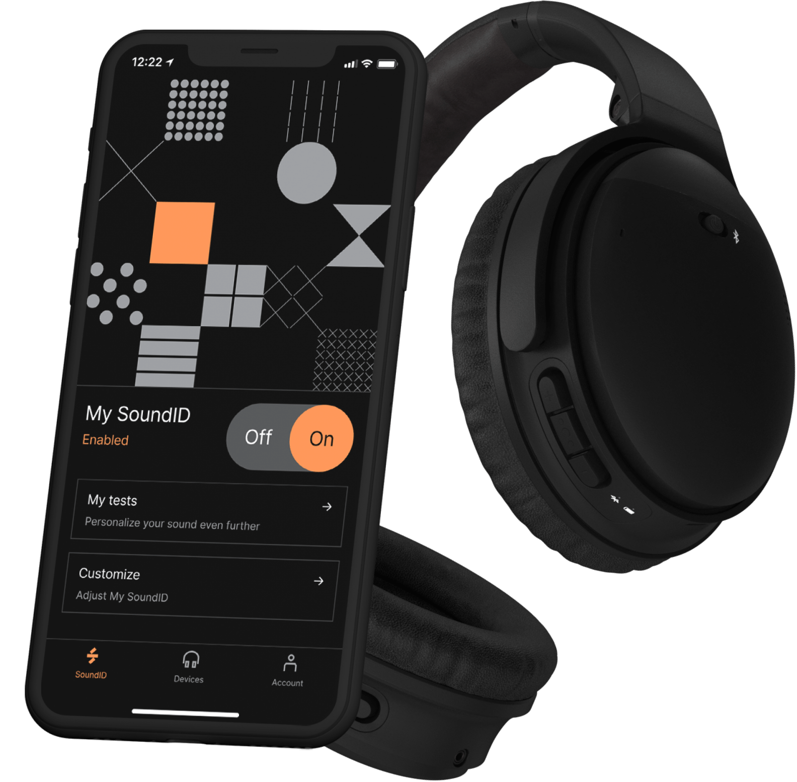 SoundID Android App And Black Headphones